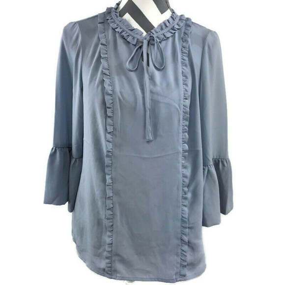 Karl Lagerfeld Tops - Karl Lagerfeld Keyhole Neck Ruffle Blouse